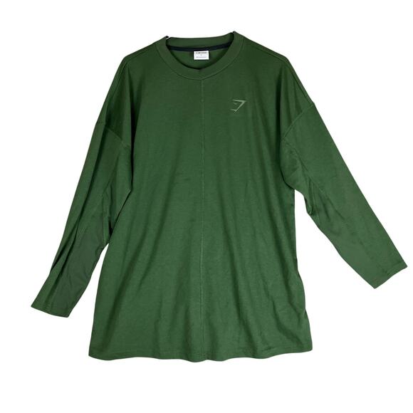 Gymshark Womens Shirt Green Long Sleeve Activewear Crew Neck Pullover Large - Picture 1 of 12